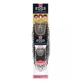 Janet Collection Femi Collection HD EDGE 4X5 LACE CLOSURE DEEP CURL 18 inches" - NATURAL BLACK