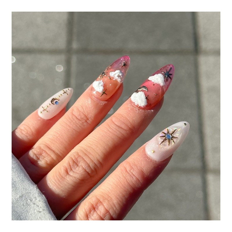 Real gangster Sunset Moonstella handmade nail tip - water drop
