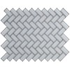 White Glass Mirror Beveled Herringbone 2'' x 4'' Tile Kitchen