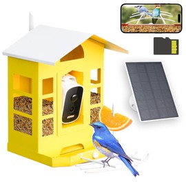 COZOFU Metal AI Bird Feeder Camera w/ 32GB - Solar Powered, 2K Auto Rec & Live View, Identifies 10000+ Birds​