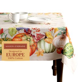 Maison d' Hermine Table Cloth Rectangle Table 100% Cotton 60 x 90 Inches Tablecloth Reusable Decorative Everyday Use for Dining Room, Farmhouse, Home, Party, Festive & Wedding - Lumina
