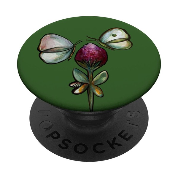 White Cabbage Butterflies with Red Clover PopSockets Swappable PopGrip