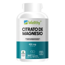 Citrato De Magnesio 300 Cápsulas Wellthy 100 Porciones Sabor Sin Sabor