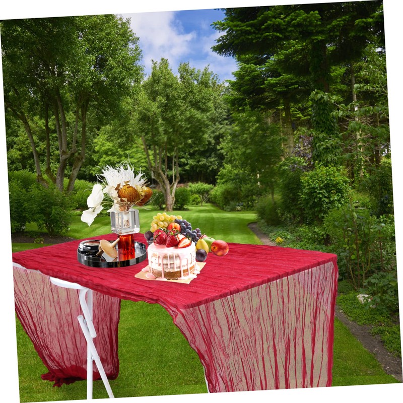 Mobestech 2pcs Boho Gauze Table Runner Romantic Decorative Table Cloth