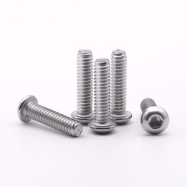 RoyceMart 5/16-18 x 3/4" (10 Pack) Hex Socket Button Head Cap Screws Bolts, Allen Socket Drive, 304 Stainless Steel 18-8, Bright Finish, Full Machine UNC Threads