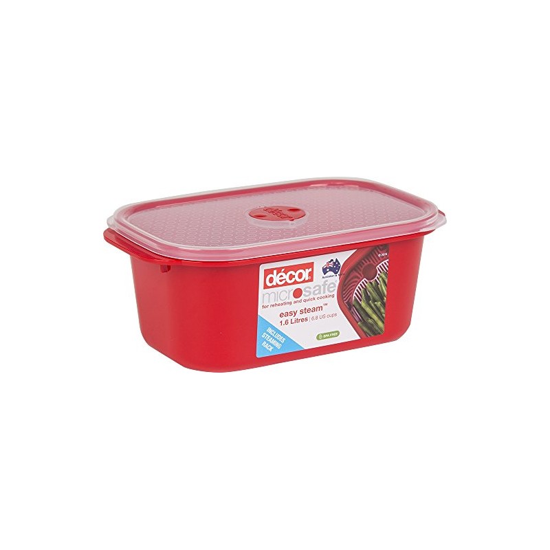 Decor Microsafe Decor Oblong Container with Rack, 1.6 Litre Capacity,