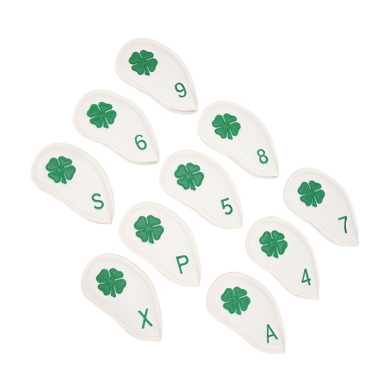 10 PCS Golf Club Head Covers Four Leaf Clover Pattern