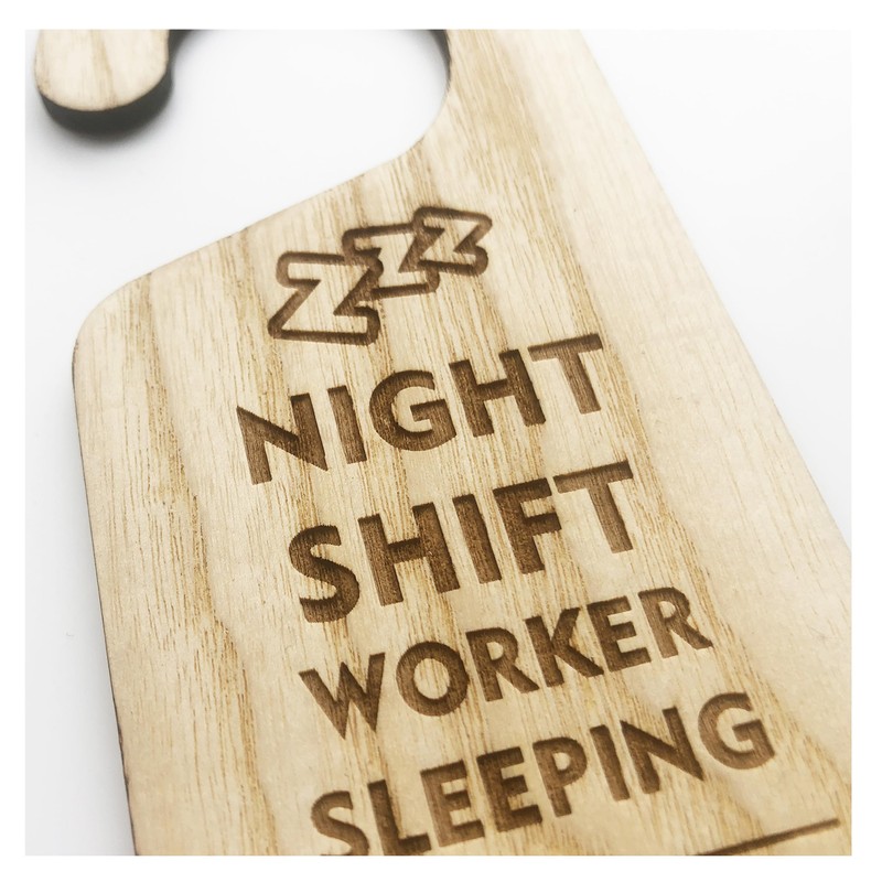 Night Shift Worker Sleeping Do Not Disturb Wooden Hanging Door