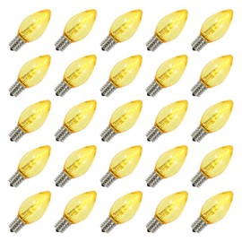 Vickerman 509760 - C7 Candelabra Screw Base Yellow Transparent Dimmable LED (25 pack) Christmas Light Bulbs (XLEDTC77-25)