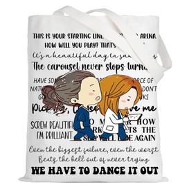 LEVLO Meredith Grey Tote Bag Cristina & Derek Shepherd Fans Gift Grey's TV Show Shoulder Bag Grey Sloan Memorial Merch (Grey Tote)