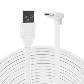 LEFXMOPHY Power Cord for WYZE Cam Pan V3 90 Degree L-Shape Connector 20ft Micro USB Right Angle White Extension Charging Cable