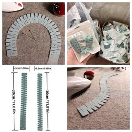 Regla de dobladillo de silicona flexible con 50 alfileres, guía de costura resistente al calor para dobladillos, escotes y curvas perfectos, agujeros de marcado (1/4" y 5/8"), empuñaduras de tela