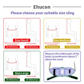 Ehucon Sit to Stand Padded Patient Lift Sling,500lbs Safety Loading Weight, Stand Assist Patient Hoist Transferring and Raising (Medium size)