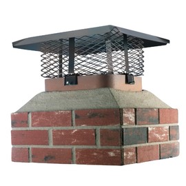 HY-C SCADJ-L Shelter Adjustable Clamp On Single Chimney Cover, Fits Outside Various Sizes of Existing Clay Flue Tile, Large, Black Galvanized Steel