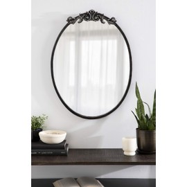 Kate and Laurel Arendahl Ornate Glam Oval Wall Mirror, 18 x 24, Antique Black, Beautiful Bohemian Mirror for Wall