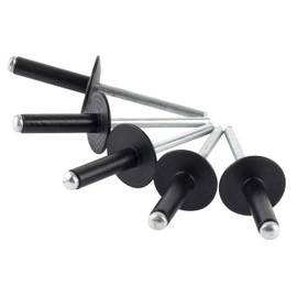 ISPINNER 50pcs 3/16" x 1" Large Flange Aluminum Blind Rivets, 4.8 x 25mm Pop Rivets (Black)