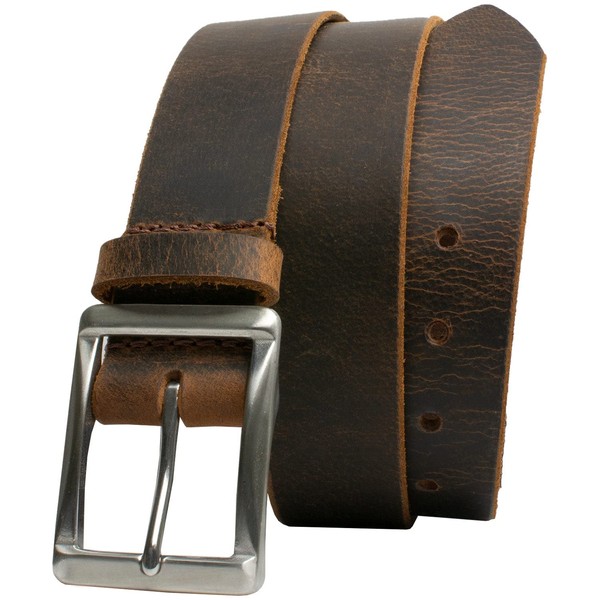 Nickel Smart The Site Manager Distressed Leather Brown Belt (38