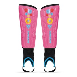Vizari Blossom Kids Soccer Shin Guards for Girls - Pink/Blue, XXS | Dual-Layered Protection & Ventilated Football Shin Pads with Ankle Protection | Stylish Design Ankle Guard with Adjustable Fit