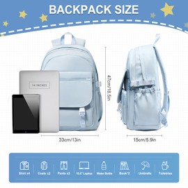 WEPOET Lightweight Waterproof Backpack for Women Men Large Capacity College School Bag with Luggage Straps Multiple Pockets Durable High School Bookbag, Casual Daypacks for Students Girls Boys(Blue)