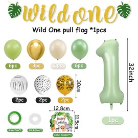 Wild One Birthday Decoration, Safari Balloons, 1st Birthday Boy Girl, Jungle Birthday Decoration 1 Year Boy, 1 Year Children's Birthday Decoration