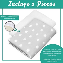 Nap Baby Set de 2 Sábanas de Cajón para Cama Cuna 95 x 140 cm - 100% Algodón, Natural, hipoalergénicas, Suaves y duraderas - Lunares