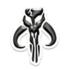 Bargain Max Decals Mandalorian Skull Shape Gunmental Silver Window Laptop