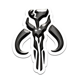 Bargain Max Decals Mandalorian Skull Shape Gunmental Silver Window Laptop Car Sticker 6"