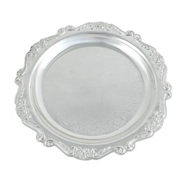 Vintage Trinket Dish Tray Holder, Embossed Design, Silver Tone