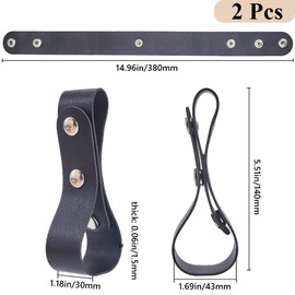 GORGECRAFT Pack of 2 Whip Holster Made of PU Leather 380 × 30 mm Bull Whip Belt Holder Black Indiana Jones Whip Holder Soft Comfortable Handmade Belt Whip Holder for Lasso Ropes