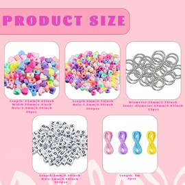 PonFxp 566 Pcs Keyring Making Kit, DIY Keychain Making Kit Includes Key Rings, Letter Bead, Colorful Beads Heart Bead and Cords, Perfect for Handcrafting Keyrings, Backpack Charms, Party Favors