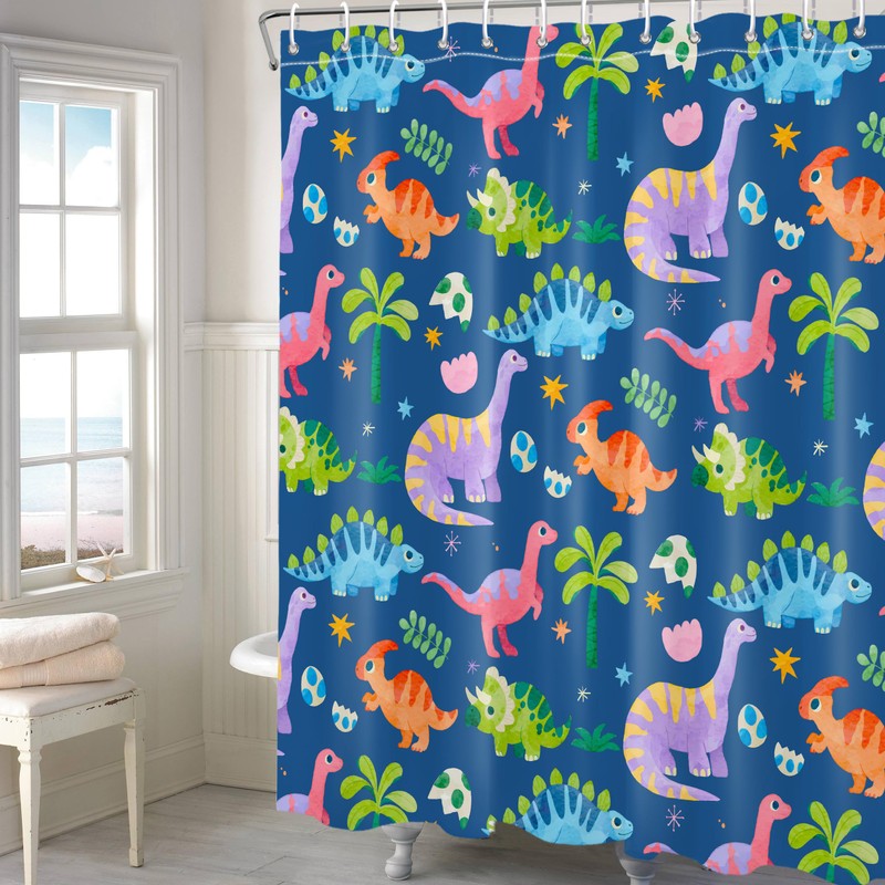 Dinosaur Shower Curtain Kids Bathroom Shower Curtain Set Boys Toddler