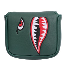SHABIER Dark Green Golf Putter Cover with Tiger Shark Design Golf Large Mallet Headcover
