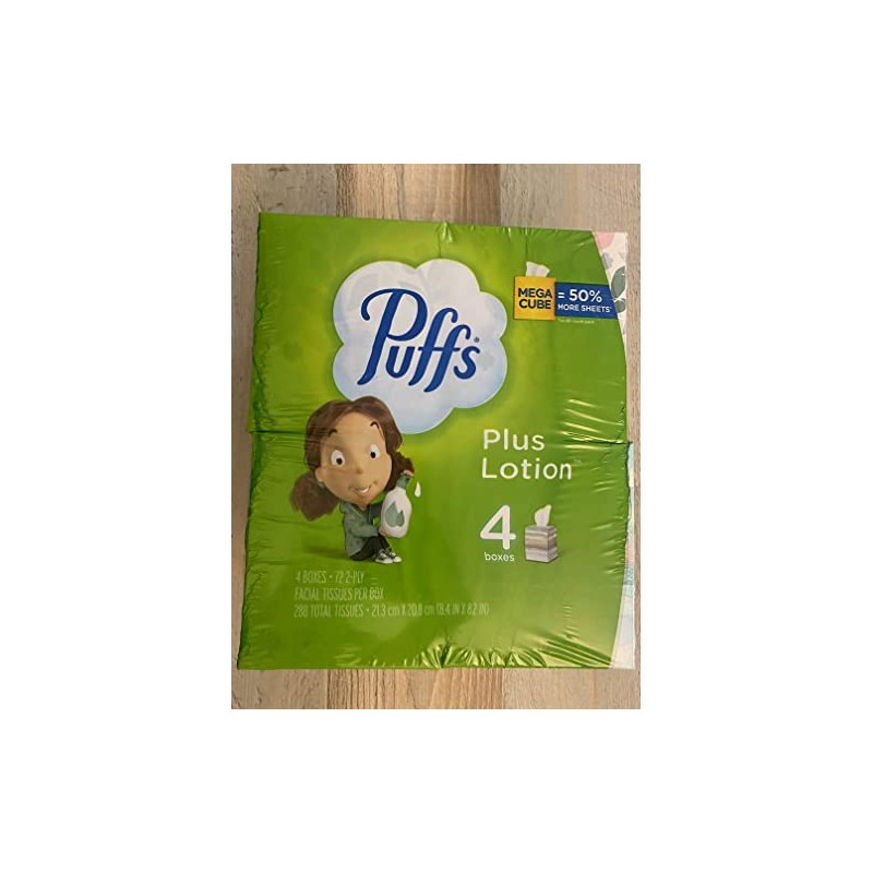 Puffs plus lotion facial tissues, 4 cubes, 72 per box,