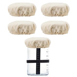 4 Pack Sourdough Jar Cover - Reusable Linen Covers for Sourdough Starter Container for Mason Jars Wide Mouth and Normal Mouth