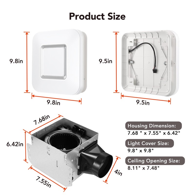 OREiN 2 in 1 Bathroom Exhaust Fan with LED Light,