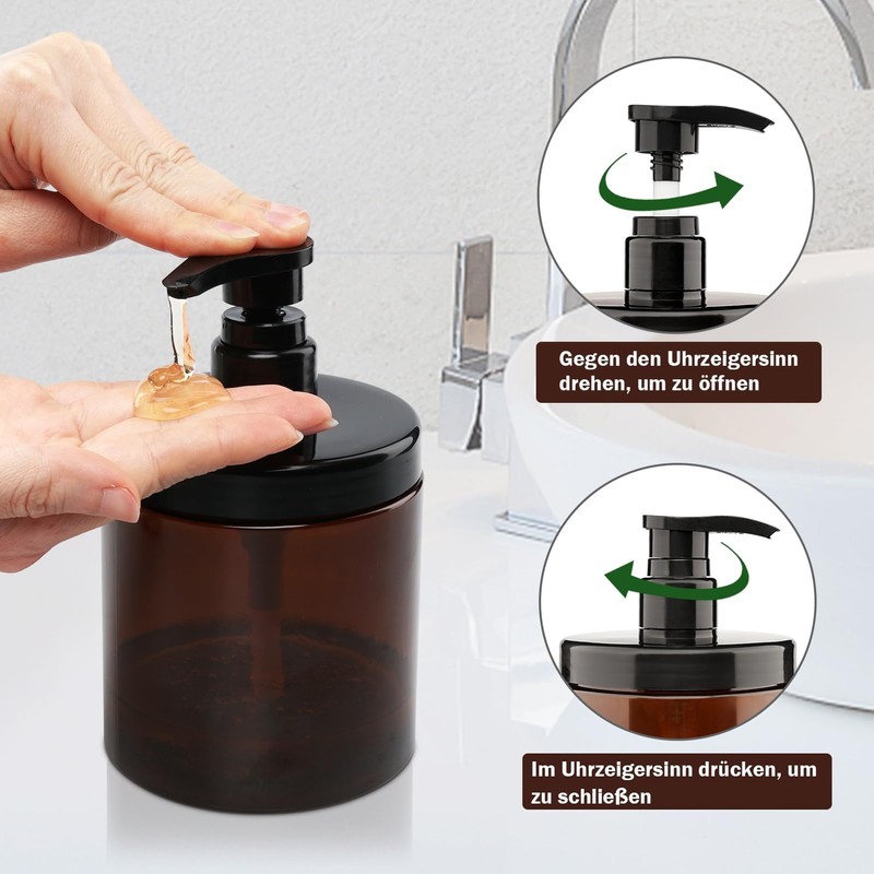 Hokretme Pump Bottle Dispenser, Refillable Plastic Pump Bottles, Wide Mouth