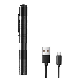 ELFGO Rechargeable Pen Light, Zoomable Led Penlight Inspector Light Pocket Flashlight with Clip Small Mini Handheld Slim Flashlight 360 Lumens LED for Nurse Medical Repair Engineer Doctor