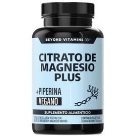 Beyond Vitamins  Citrato de Magnesio Plus Potenciado con Piperina para mayor absorción  455mg Magnesio Elemental  Adicionado Con Magnesio Marino...   