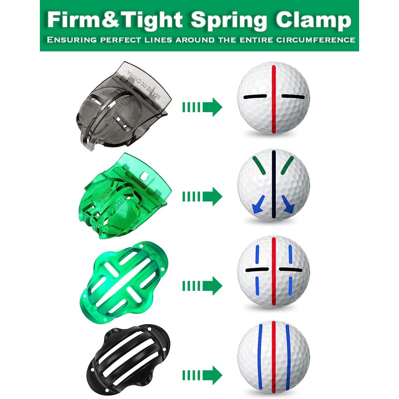 Geeorzo Golf Ball Marker Kits, 4 Pieces Alignment Sets for