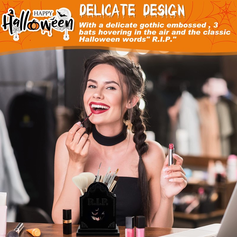 Gueevin Tombstone Gothic Makeup Brush Holder, Black, Unisex