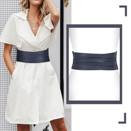 XZQTIVE Wide Elastic Belts for Women Dresses Black Waist Corset Belt for Women Fashion Wide Stretchy Belts, Braided Navy Blue, Fits Waist Sizes 30-33 inch