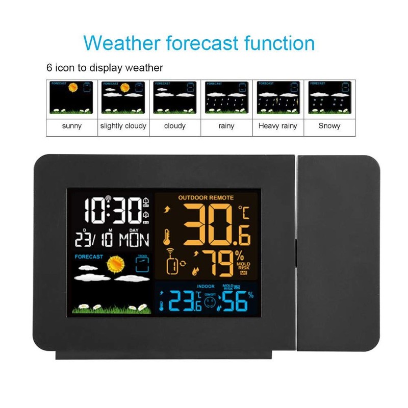 Temperature Clock, Waterproof Digital Clock US Plug Double Alarm Clock