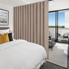 Hiasan Patio Sliding Room Divider Door Curtains - Extra Wide Privacy Room Thermal Insulated Blackout Curtain with Back Tab & Rod Pocket for Bedroom Partition(100 x 108 Inches, Camel)