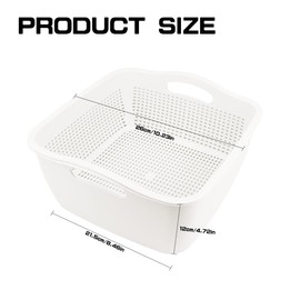 LNQ LUNIQI Double-layer Draining Basket Plastic Fruits Vegetable Washing Basket Food Storage Basket Multi-layer Stackable Vegetable Sinks Wash Drain Basket for Kitchen （White）