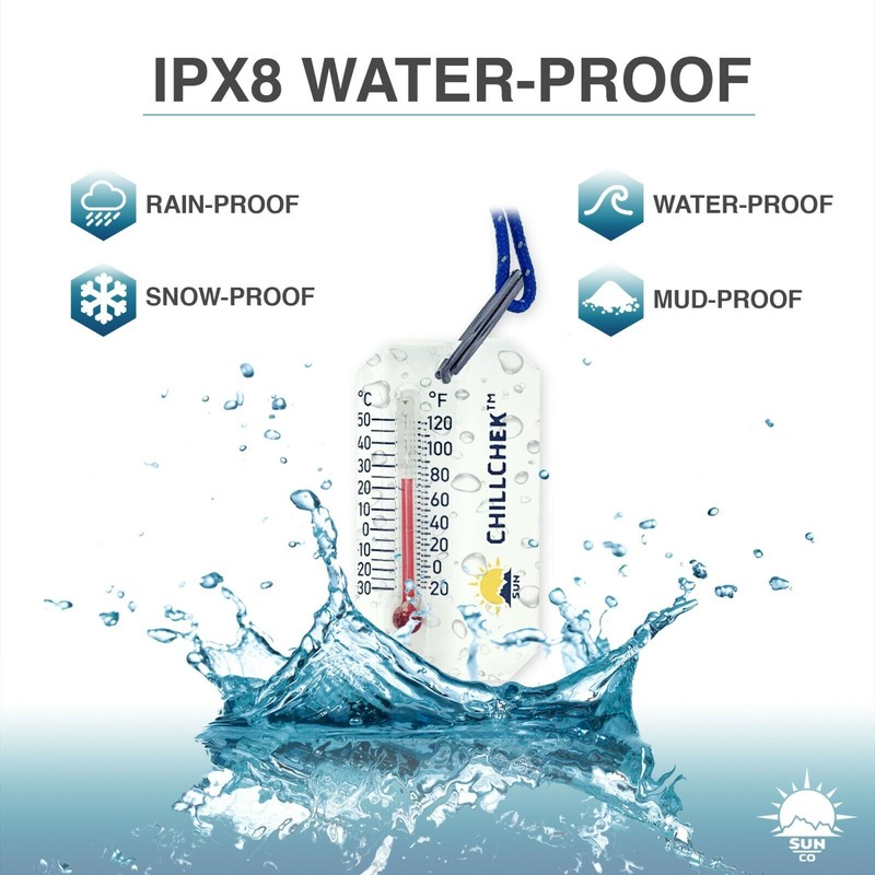 Sun Company ChillChek - Waterproof Thermometer with Breakaway Lanyard