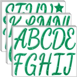 Waynoda 155 Pcs 15 Sheets Bulletin Board Letters 4 Inch Glitter Letter Stickers for Poster Board Stick on Letters for Bulletin Board Classroom School Home Office Decor(Green)