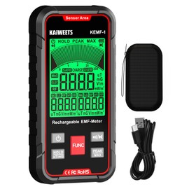 KAIWEETS EMF Meter, Simultaneous Display of EF/MF/RF Data, LED Display, Type-C Charging Port, Portable for Home, Office and Outdoor Use