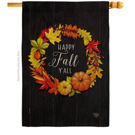 Ornament Collection Harvest & Autumn Fall Wreath Burlap House Flag Scarecrow Pumkins Sunflower Leaves Season Autumntime Gathering Small Decorative Gift Yard Banner Double-Sided Made in USA 28 X 40