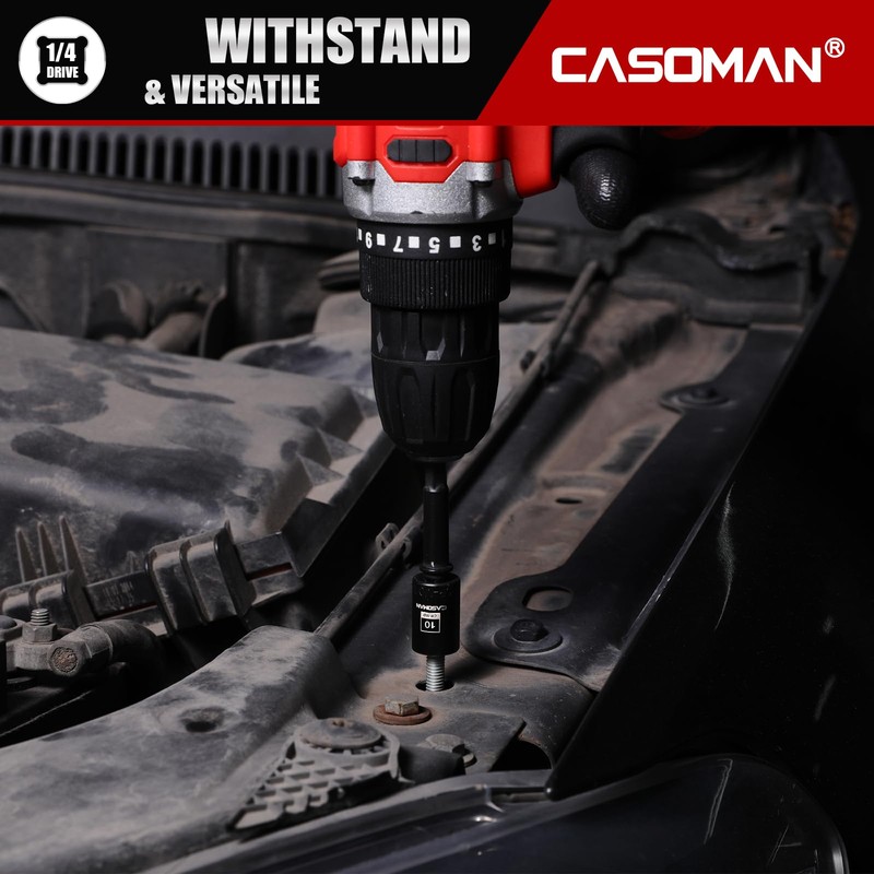 CASOMAN 1/4" Drive 10mm Shallow Magnetic Impact Socket, Metric, 6-Point,