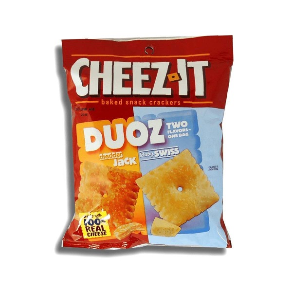 Cheez It Duoz Cheddar Jack and Baby Swiss Cracker, 4.3